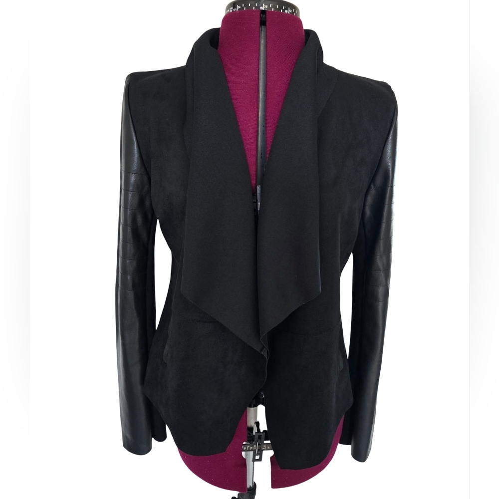 Bagatelle Black Drape Front Moto Jacket Size M